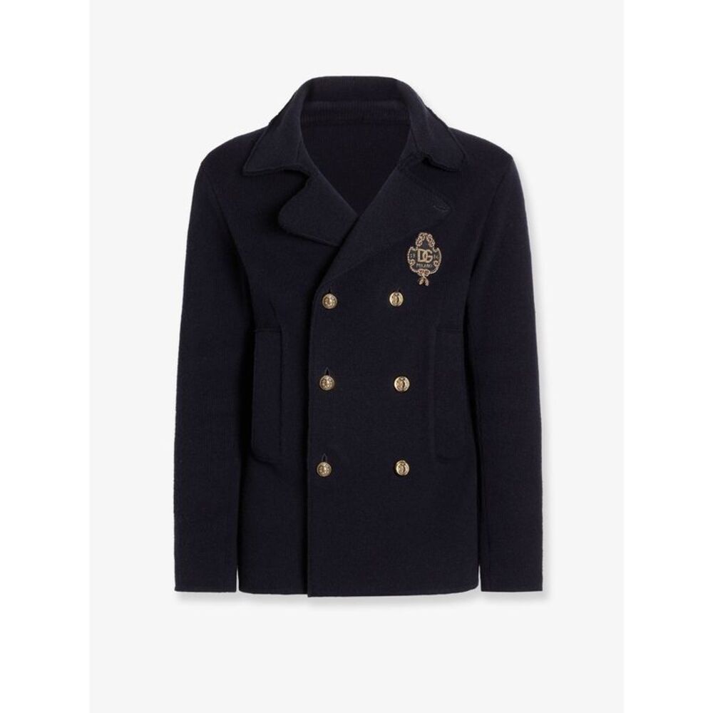 Dolce & Gabbana Men Virgin Wool Blazer With Iconic Crest